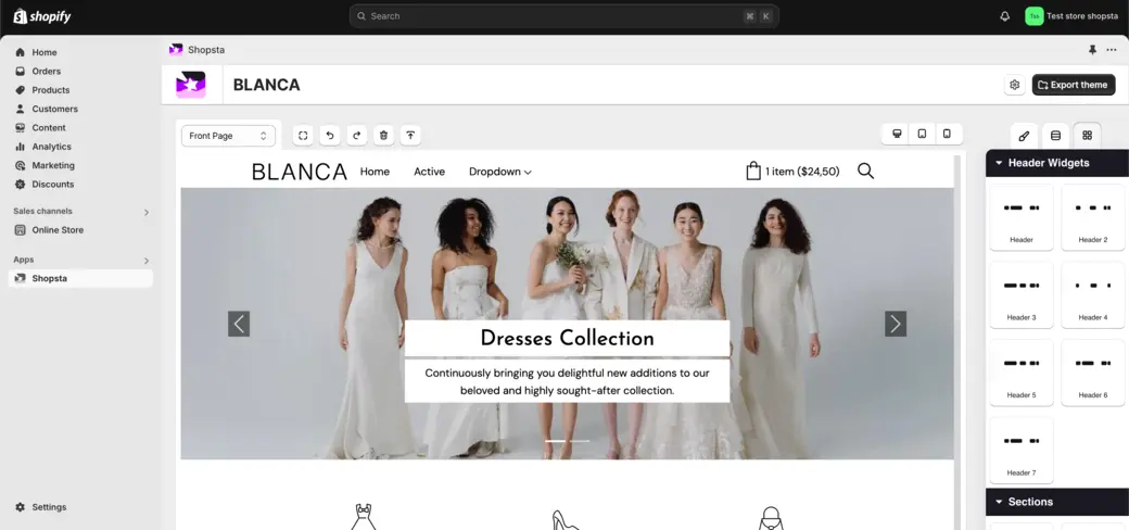 BLANCA - preview image in Shopify App Shopsta