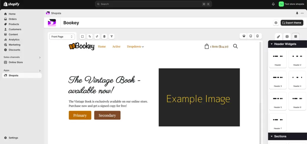 Bookey - preview image in Shopify App Shopsta