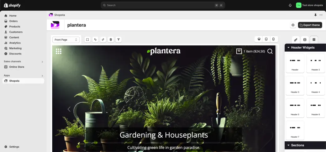 plantera - preview image in Shopify App Shopsta